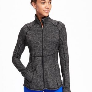 Old Navy Go-Dry Cool Grey Herringbone Compression Jacket for Women, Size XS